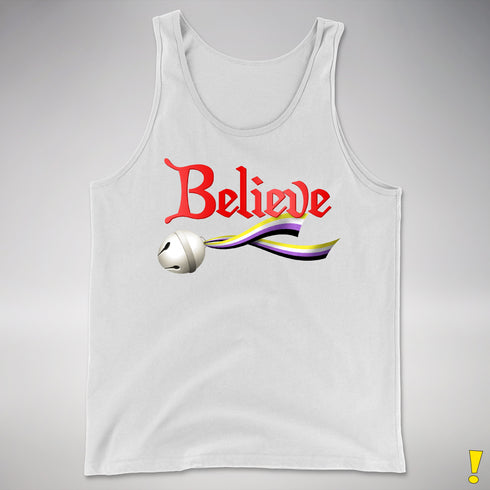 Believe Nonbinary Pride Jingle Bell Premium Tank Top - White